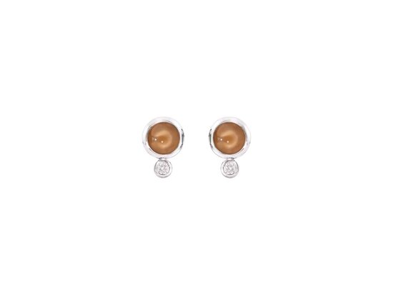 Tamara Comolli | Bouton earrings - Brown moonstone