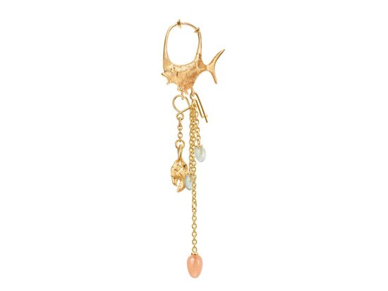 Ole Lynggaard | Young Fish Pendant - aquamarine, serpentine and blush moonstone