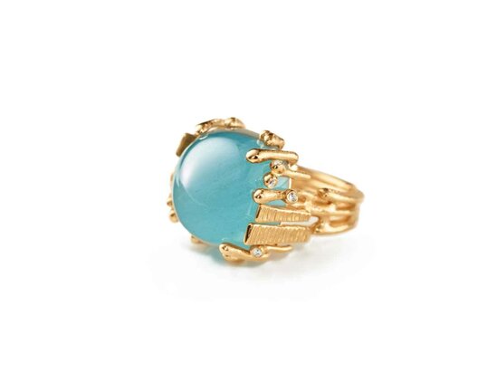 Ole Lynggaard | BoHo ring Large - Blue Aquamarine