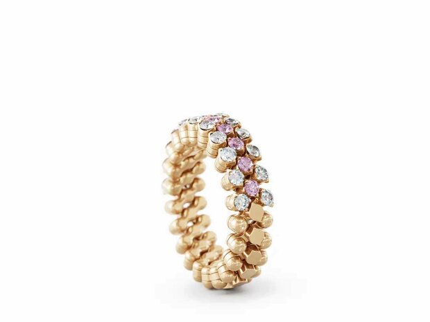 Serafino Consoli | Multi size ring - White diamonds & Pink sapphire