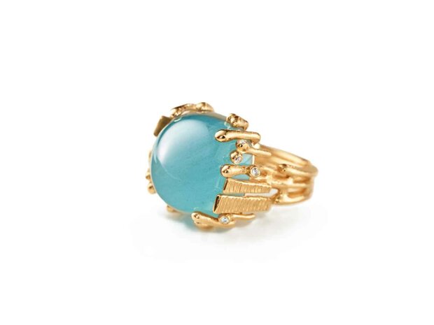 Ole Lynggaard | BoHo ring Large - Blue Aquamarine