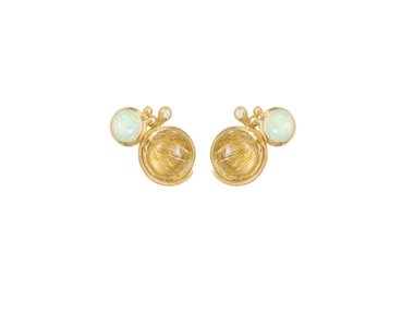 Ole Lynggaard | Lotus earrings - Opal & Rutile