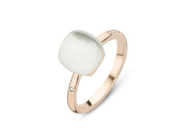 Bigli | Mini Sweety ring - Bergkristal met parelmoer